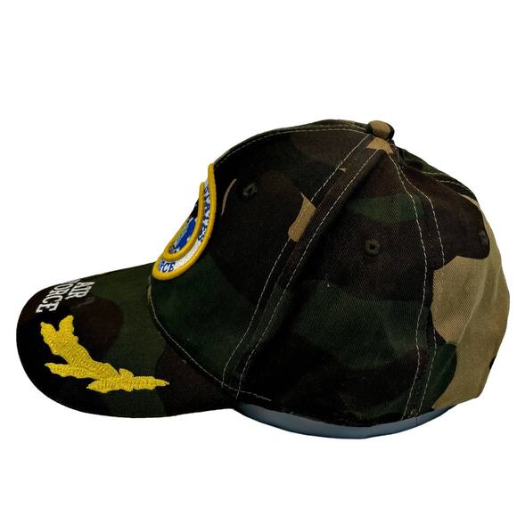 USAF United States Air Force Camo Hat Cap Scrambled Eggs Adjust Patch Embroidery - Picture 2 of 5